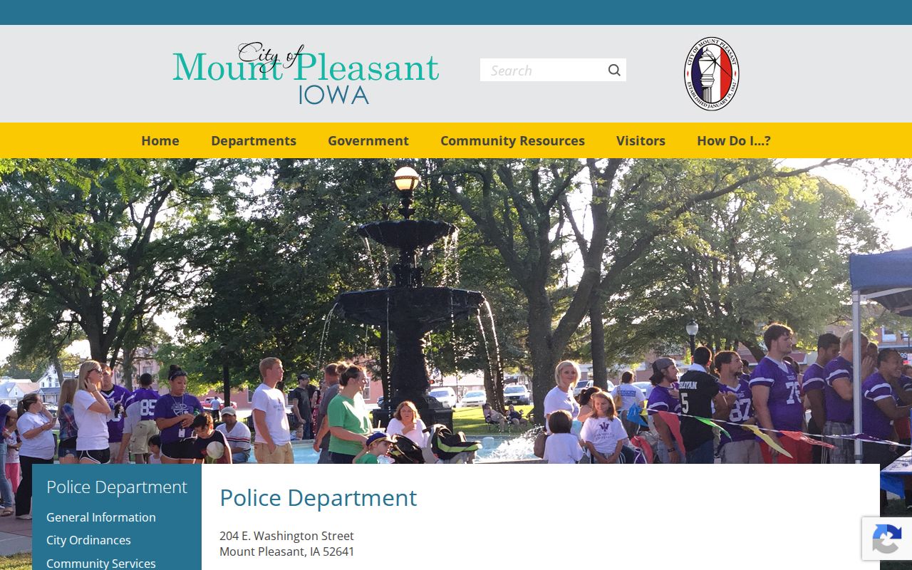 Mount Pleasant Police Department official arrest-record contact page