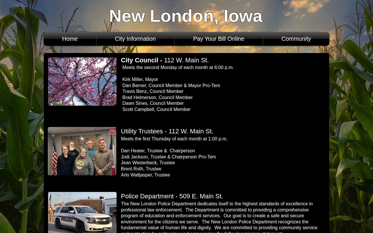 New London Iowa official police information and arrest-record contact page